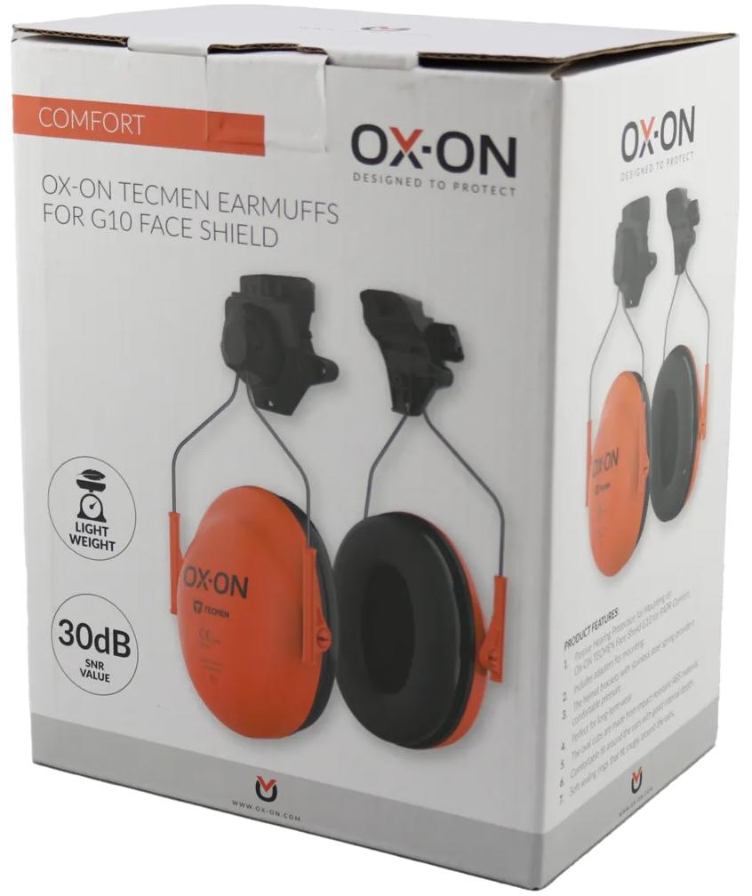 OX-ON Tecmen f/G10 helmet mounted ear defenders, Orange/Black