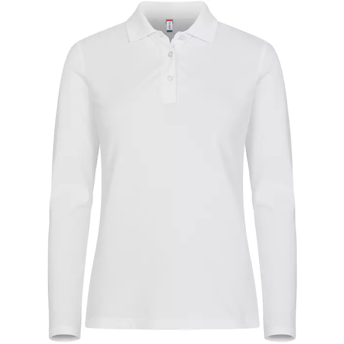 Clique Premium women's long-sleeved polo shirt, White, large image number 0