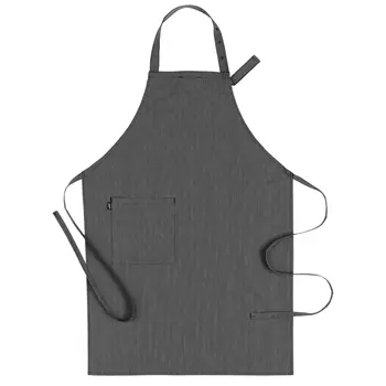 Segers 4579 bib apron with pocket, Black/Grey Striped