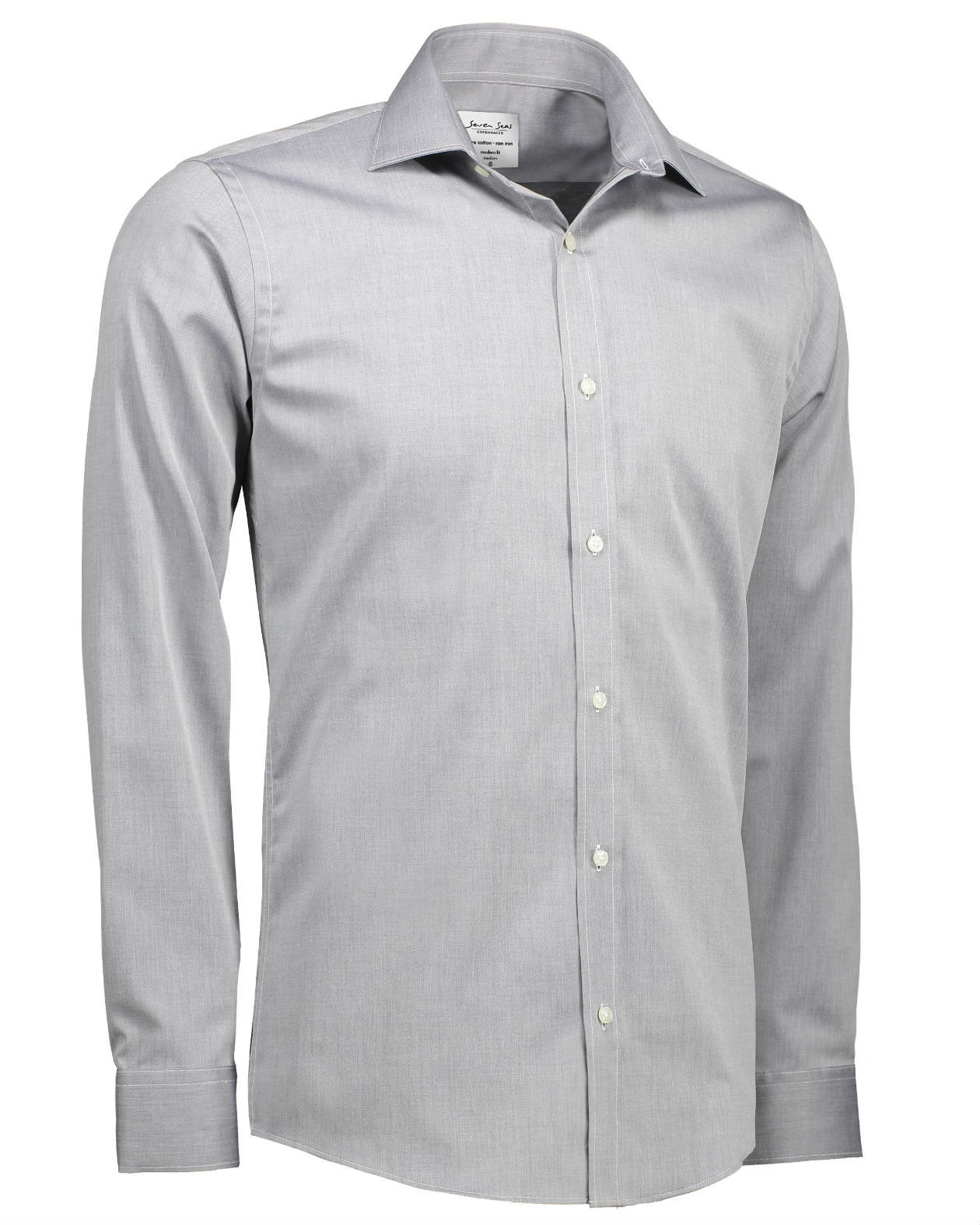 Seven Seas Fine Twill Slim fit skjorte, Silver Grey, large image number 3