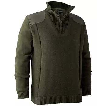 Deerhunter Carlisle knitted sweater with half-zip, Green Melange