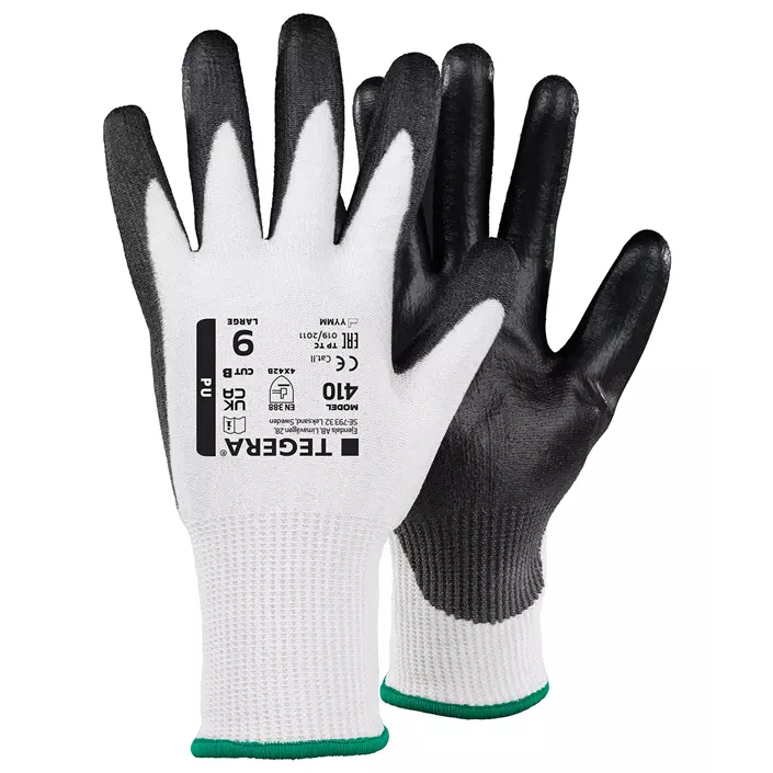 Tegera 410 skærehæmmende handsker Cut B, Hvid/Sort, large image number 0