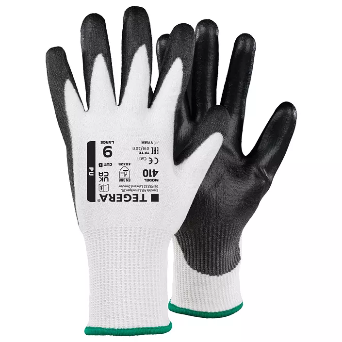 Tegera 410 skærehæmmende handsker Cut B, Hvid/Sort, large image number 0