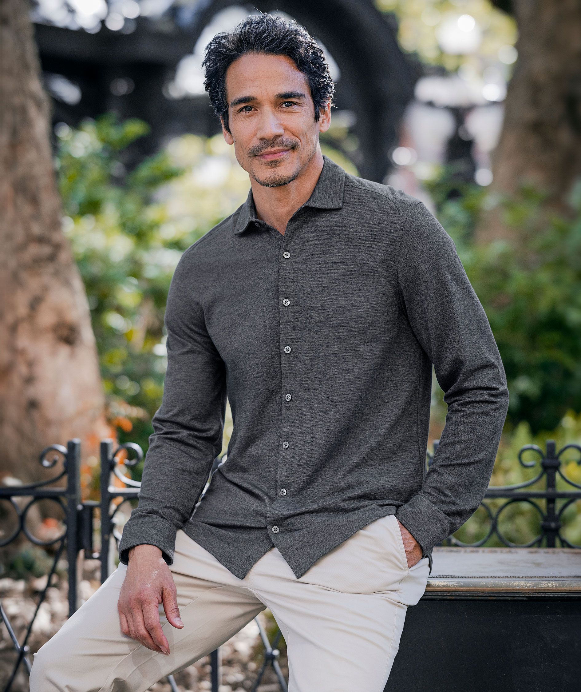 Cutter & Buck Advantage Slim fit shirt, Anthracite melange