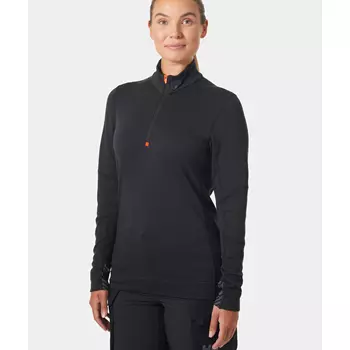 Helly Hansen Lifa women's long-sleeved undershirt half zip with merino wool, Black