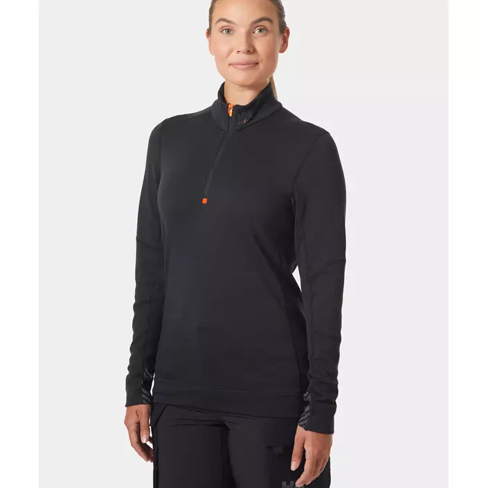 Helly Hansen Lifa women's long-sleeved undershirt half zip with merino wool, Black, large image number 1