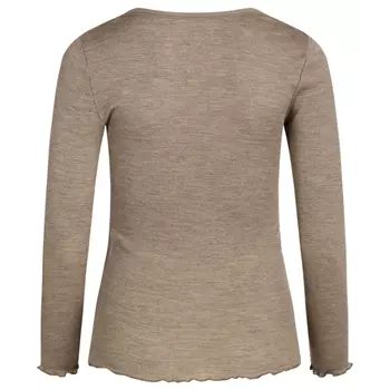 Claire Woman långärmad T-shirt med merinoull dam, Taupe melange
