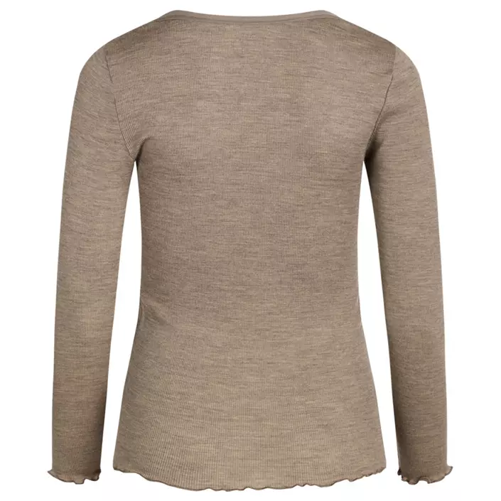 Claire Woman dame langermet T-shirt med merinoull, Taupe melange, large image number 1