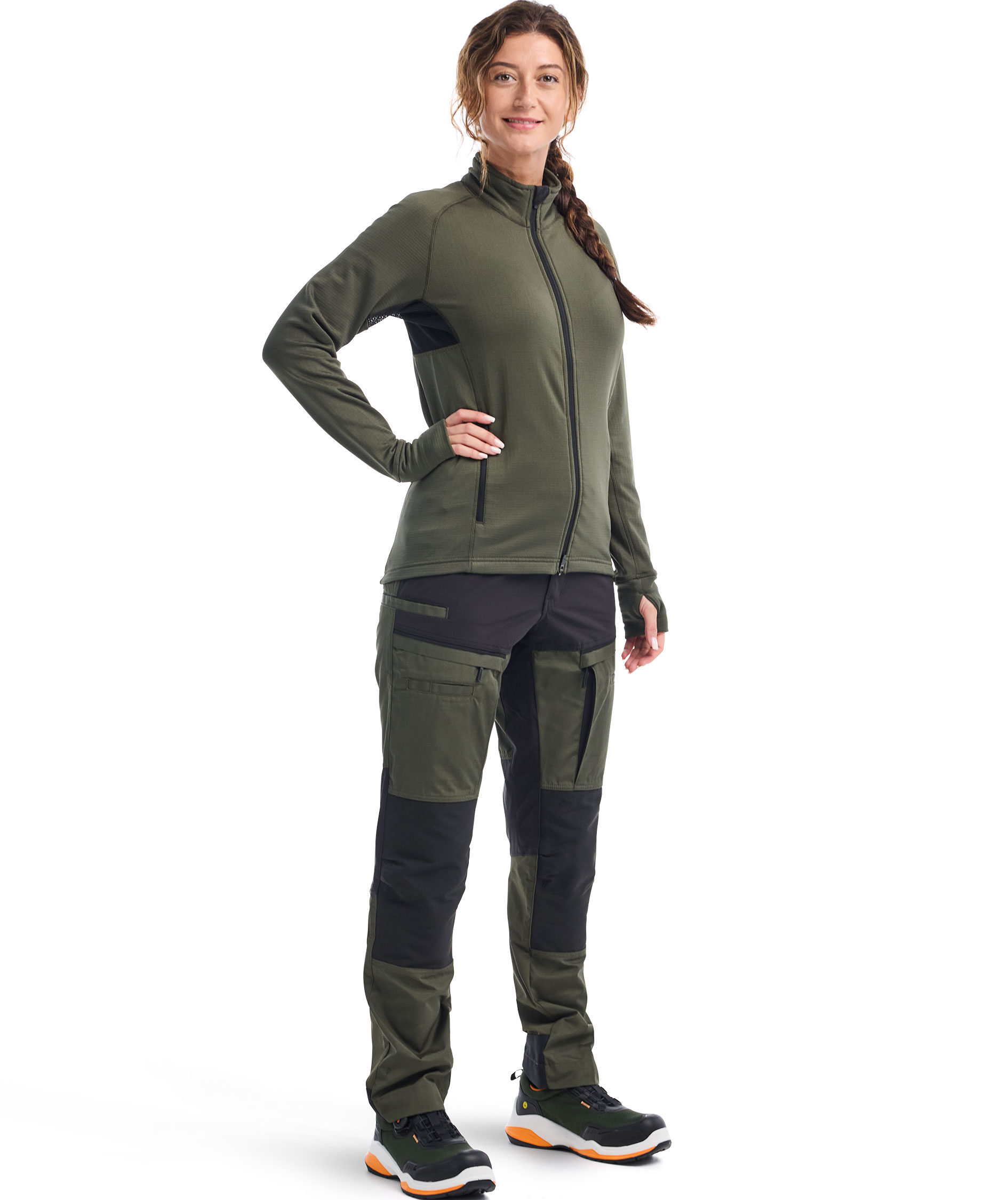 Bl&aring;kl&auml;der arbetsbyxa dam, Skog gr&ouml;n/svart