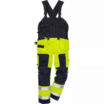 Fristads craftsman bib and brace trousers 1075, Hi-vis Yellow/Marine