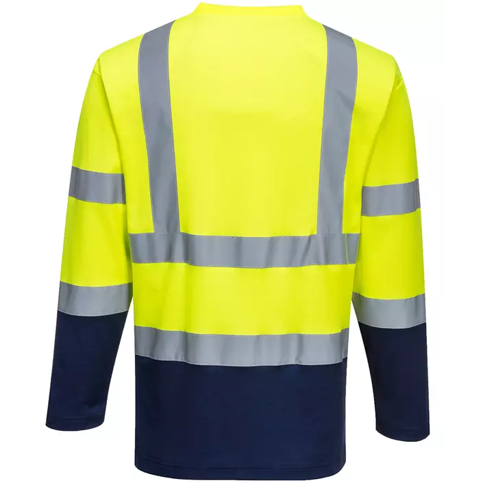 Portwest langermet T-skjorte, Hi-Vis gul/marineblå, large image number 1