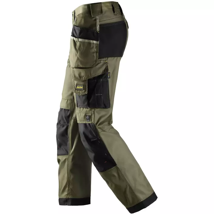 Snickers craftsman’s work trousers DuraTwill 3212, Olive Green/Black, large image number 2