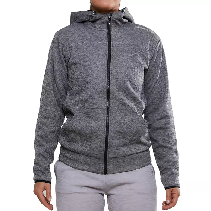Craft Leisure women's hoodie with zipper, Dark Grey Melange, large image number 2