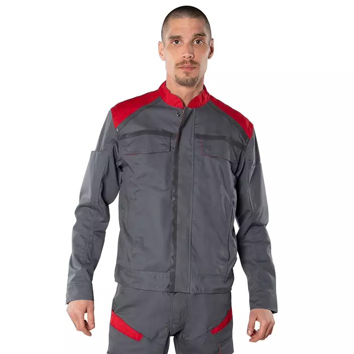 Fristads work jacket 4555, Grey/Red, large image number 2