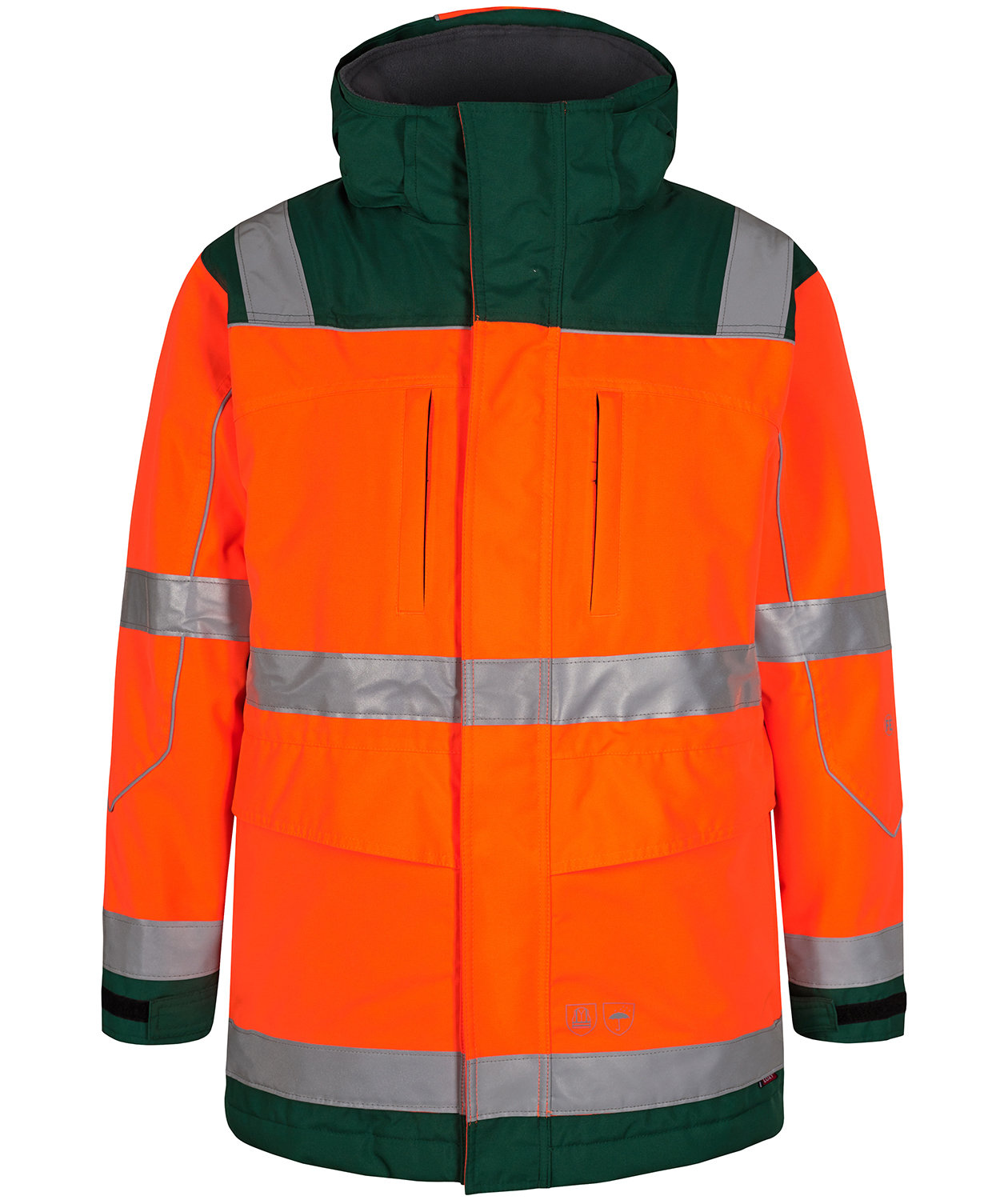 Engel parkas, Varsel Orange/Gr&ouml;n