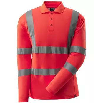Mascot Safe Classic langermet polo T-skjorte, Hi-Vis Rød