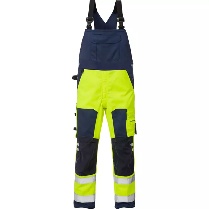 Fristads Latzhose 1015, Hi-vis gelb/marine, large image number 0