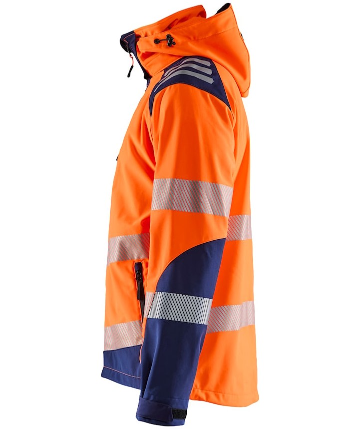 Bl&aring;kl&auml;der softshelljakke, Hi-vis Orange/Marine, large image number 3