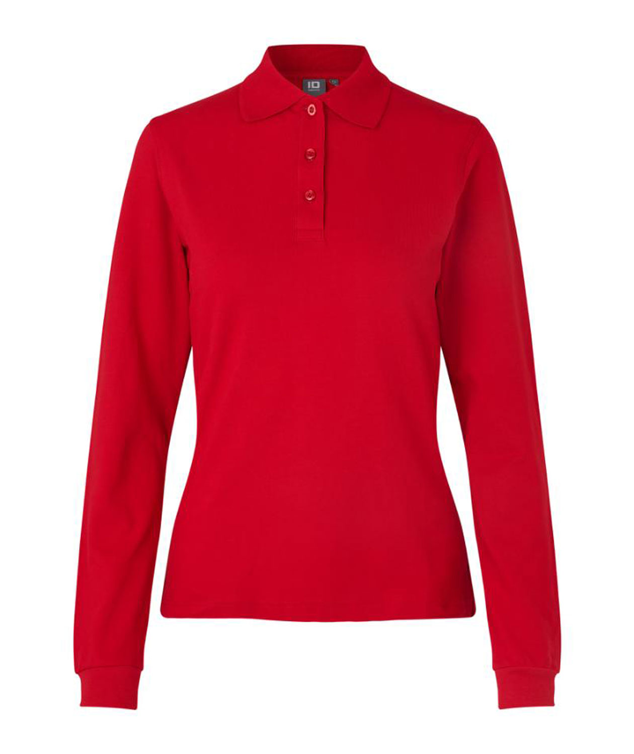 ID lang&aelig;rmet dame Polo T-shirt med stretch, R&oslash;d, large image number 0