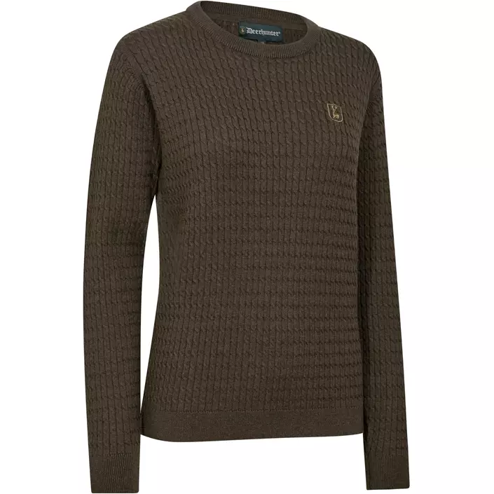 Deerhunter Harrington dame striktrøje med merinould, Brown Melange, large image number 0