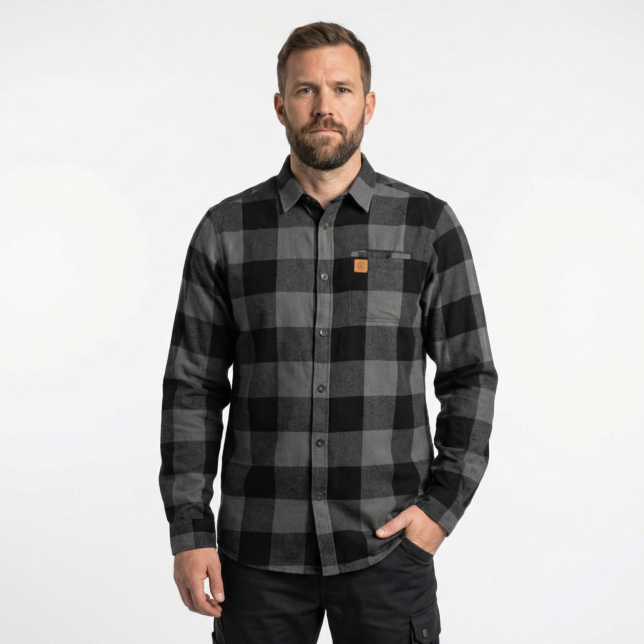 Westborn casual flannel shirt, Dark Grey/Black, large image number 2