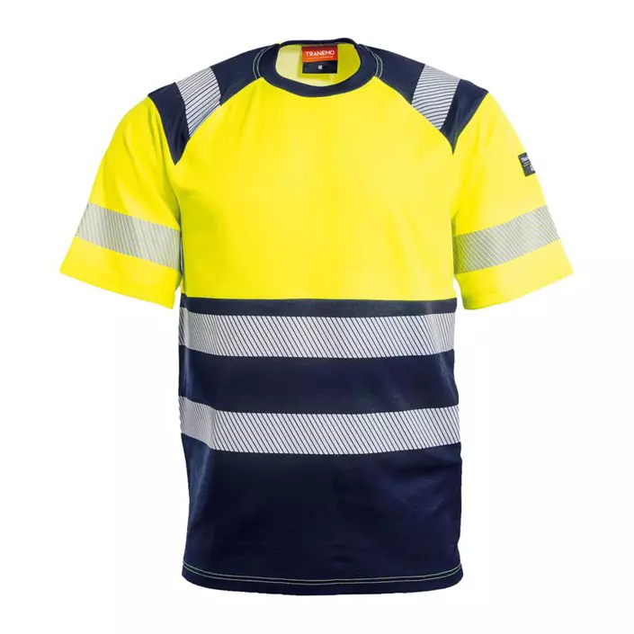 Tranemo T-shirt, Varsel yellow/marinblå, large image number 0