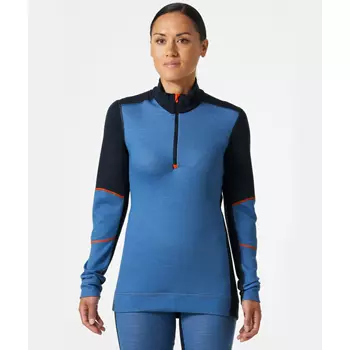 Helly Hansen Lifa women's long-sleeved undershirt half zip with merino wool, Navy/Stone blue