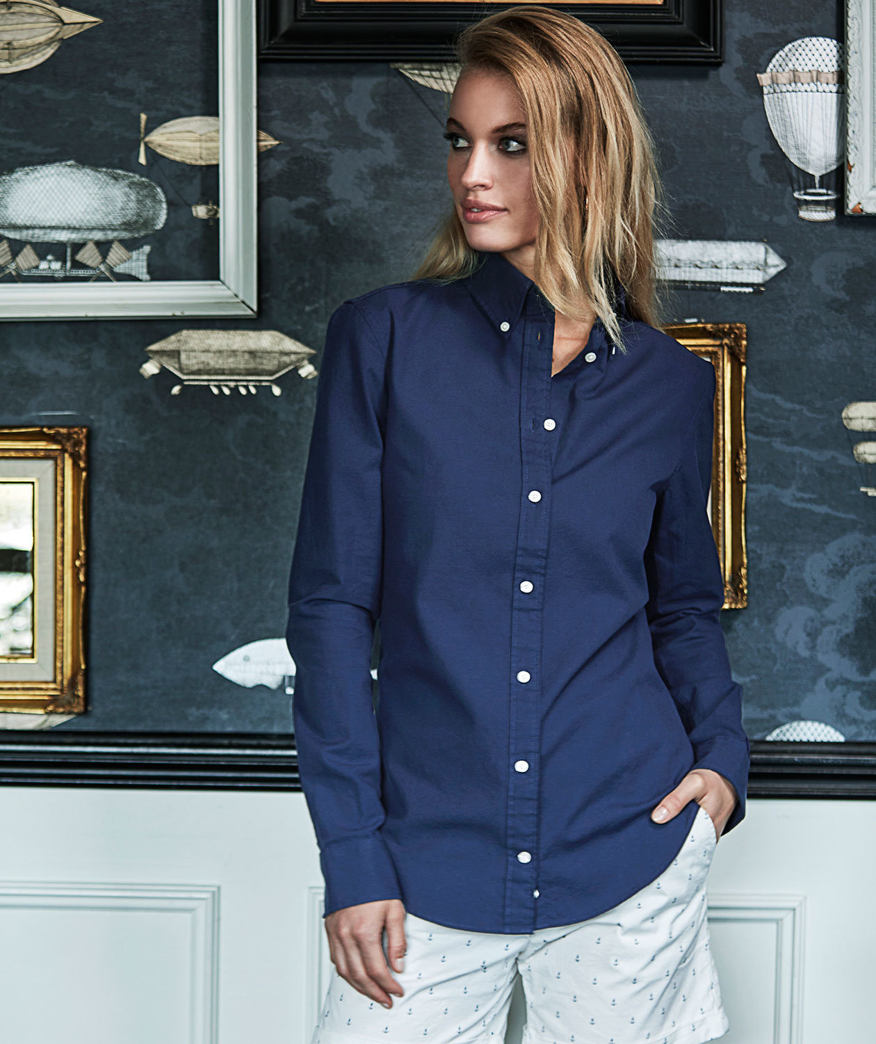 Tee Jays Perfect Oxford dameskjorte, Navy, large image number 1