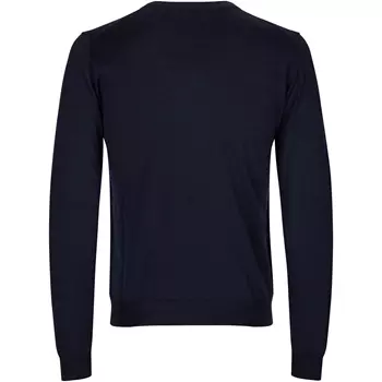 ID stickad tröja med merinoull, Marinblå