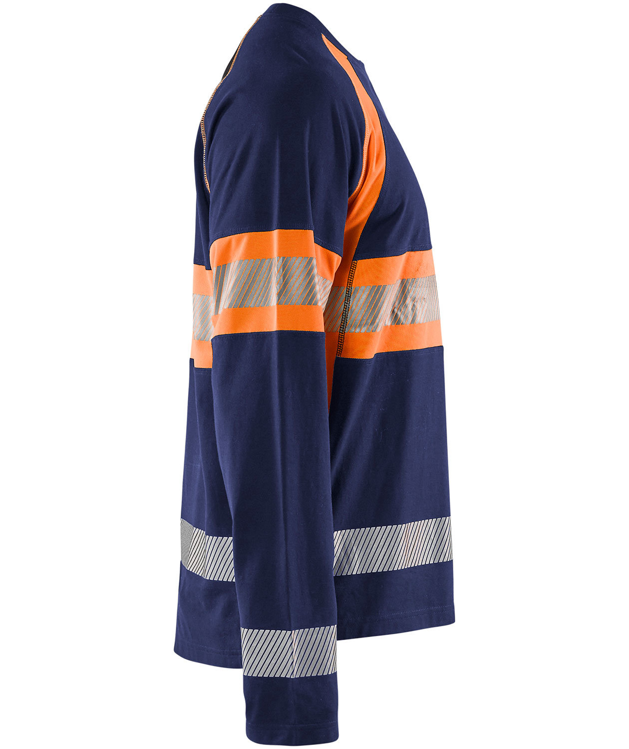Bl&aring;kl&auml;der langermet T-skjorte, Marine/Hi-Vis Oransje, large image number 2
