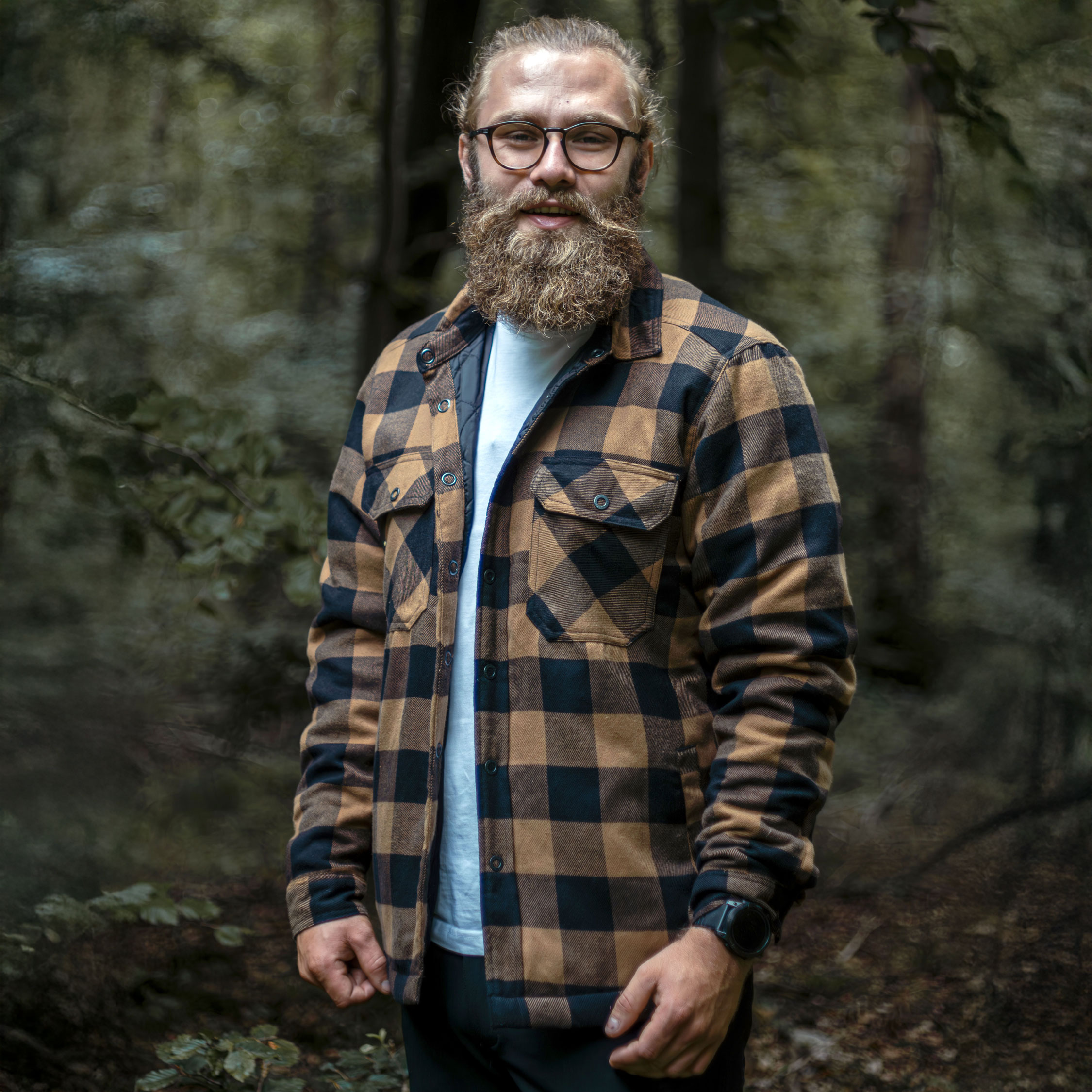 Westborn fodrad flannell skjortjacka, Camel/Black