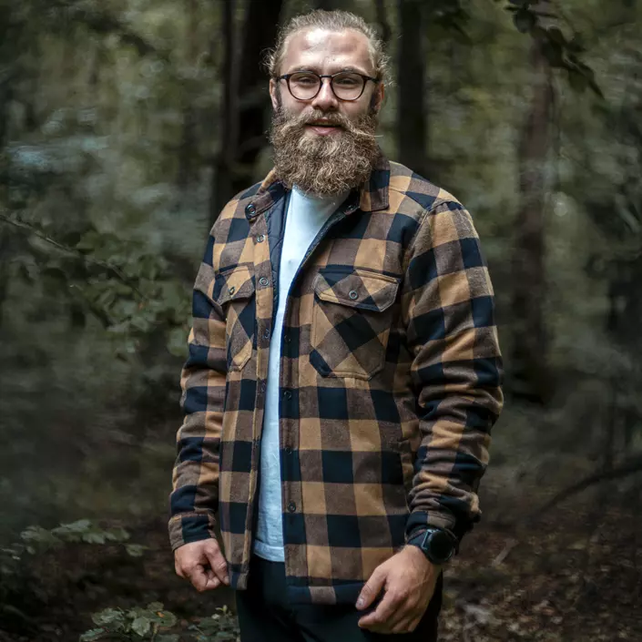 Westborn foret flannel skjortejakke, Camel/Black, large image number 1