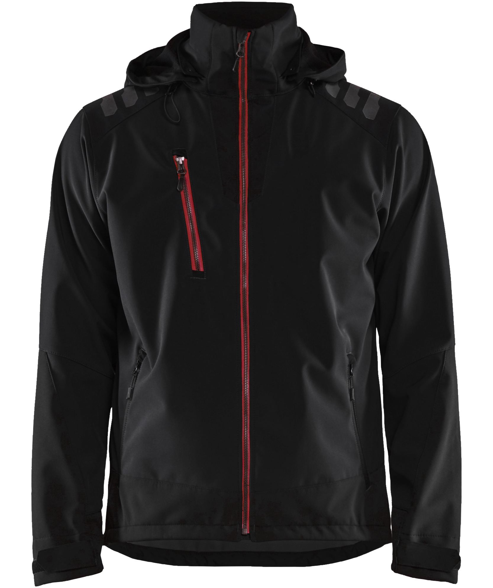 Bl&aring;kl&auml;der softshelljakke, Sort/R&oslash;d, large image number 0