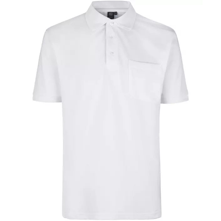ID PRO Wear Polo T-shirt med brystlomme, Hvid, large image number 0