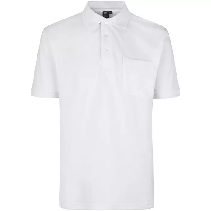 ID PRO Wear Polo T-skjorte med brystlomme, Hvit, large image number 0