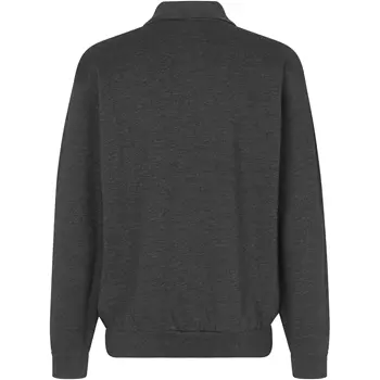 ID Klassisches langärmliges Polo-Sweatshirt, Graphitgrau Melange