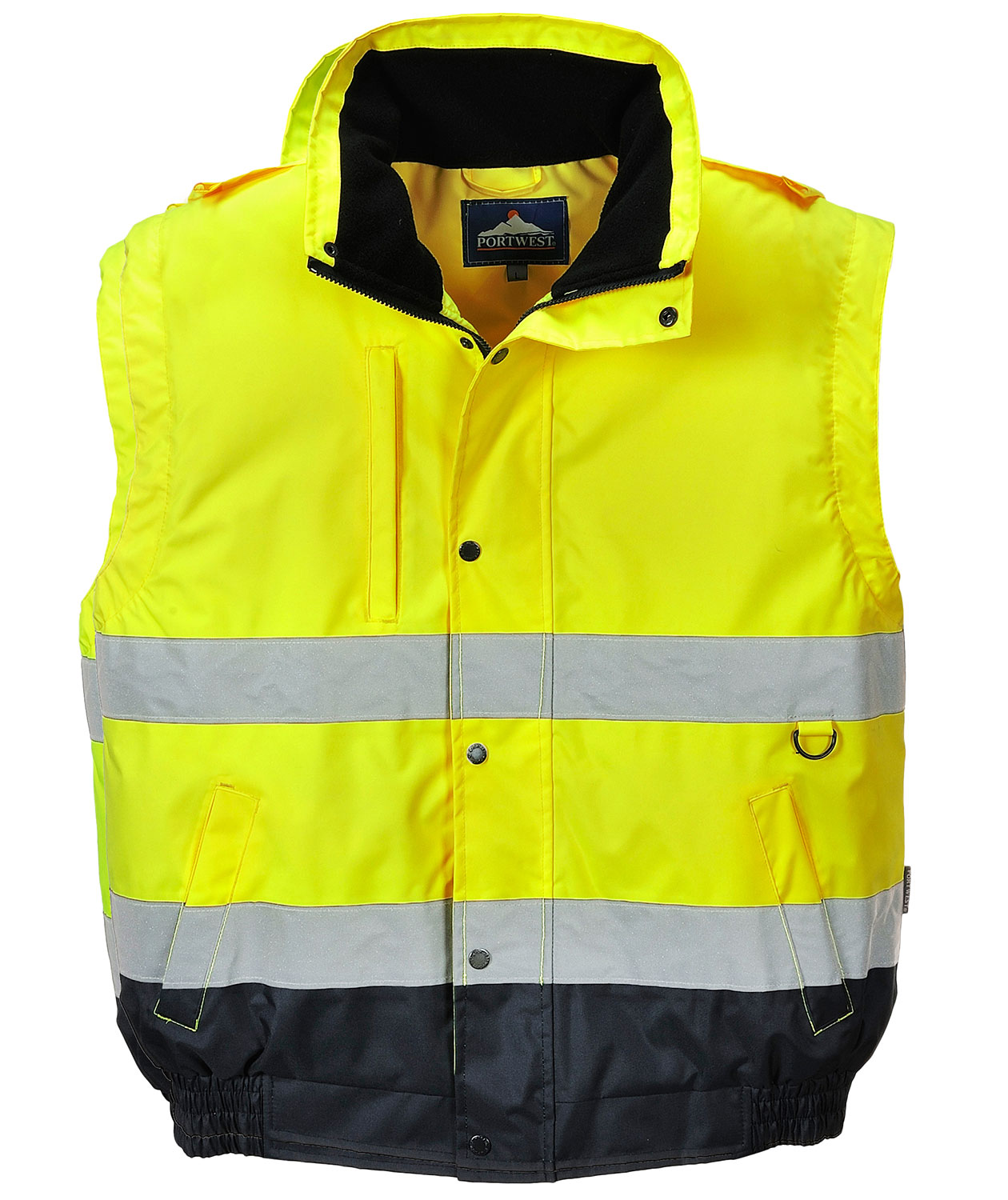Portwest 2-in-1 pilot jacket, Hi-Vis yellow/marine