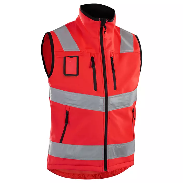 Blåkläder softshell vest, Hi-Vis Red, large image number 0