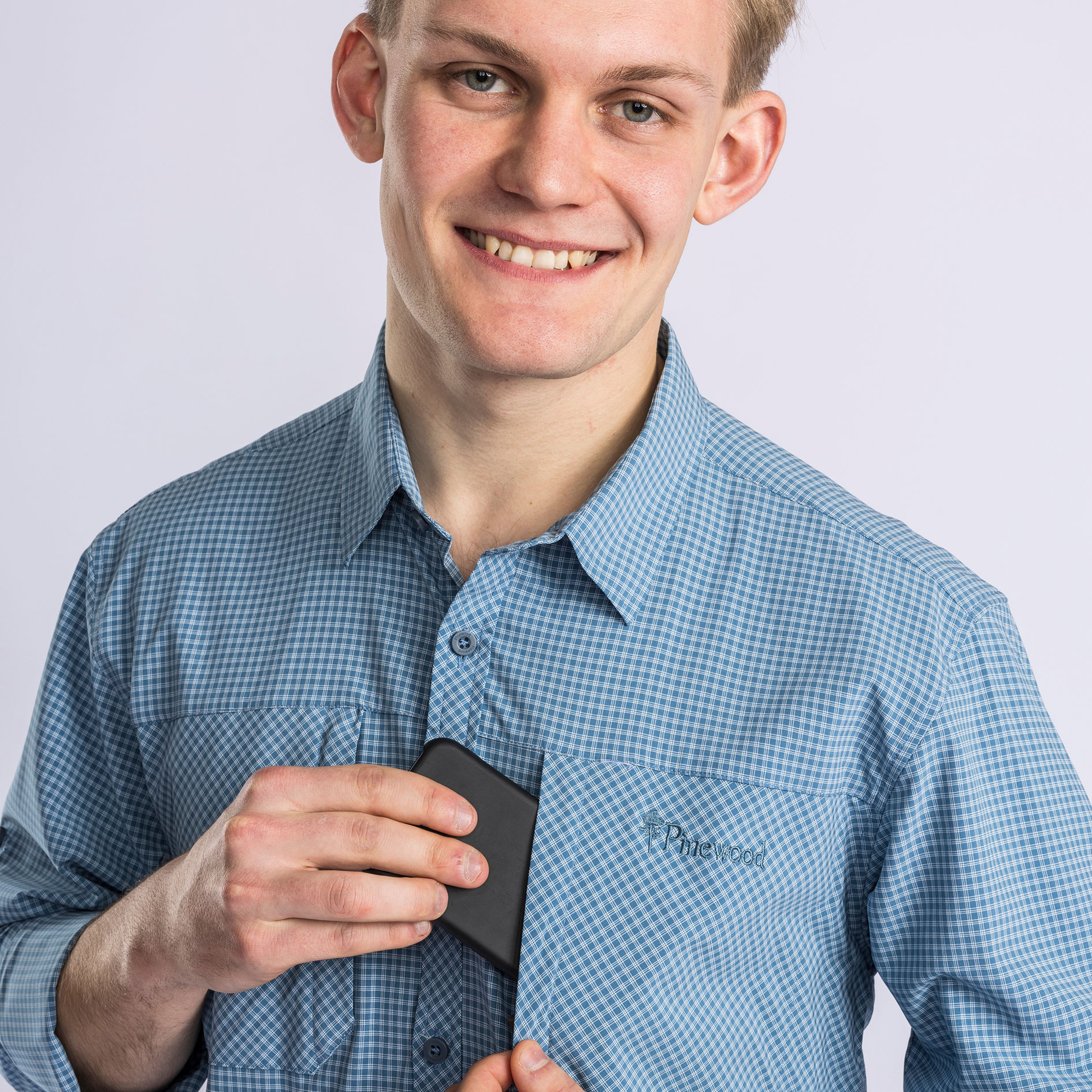 Pinewood NatureSafe skjorte, Fog Blue/Offwhite, large image number 6