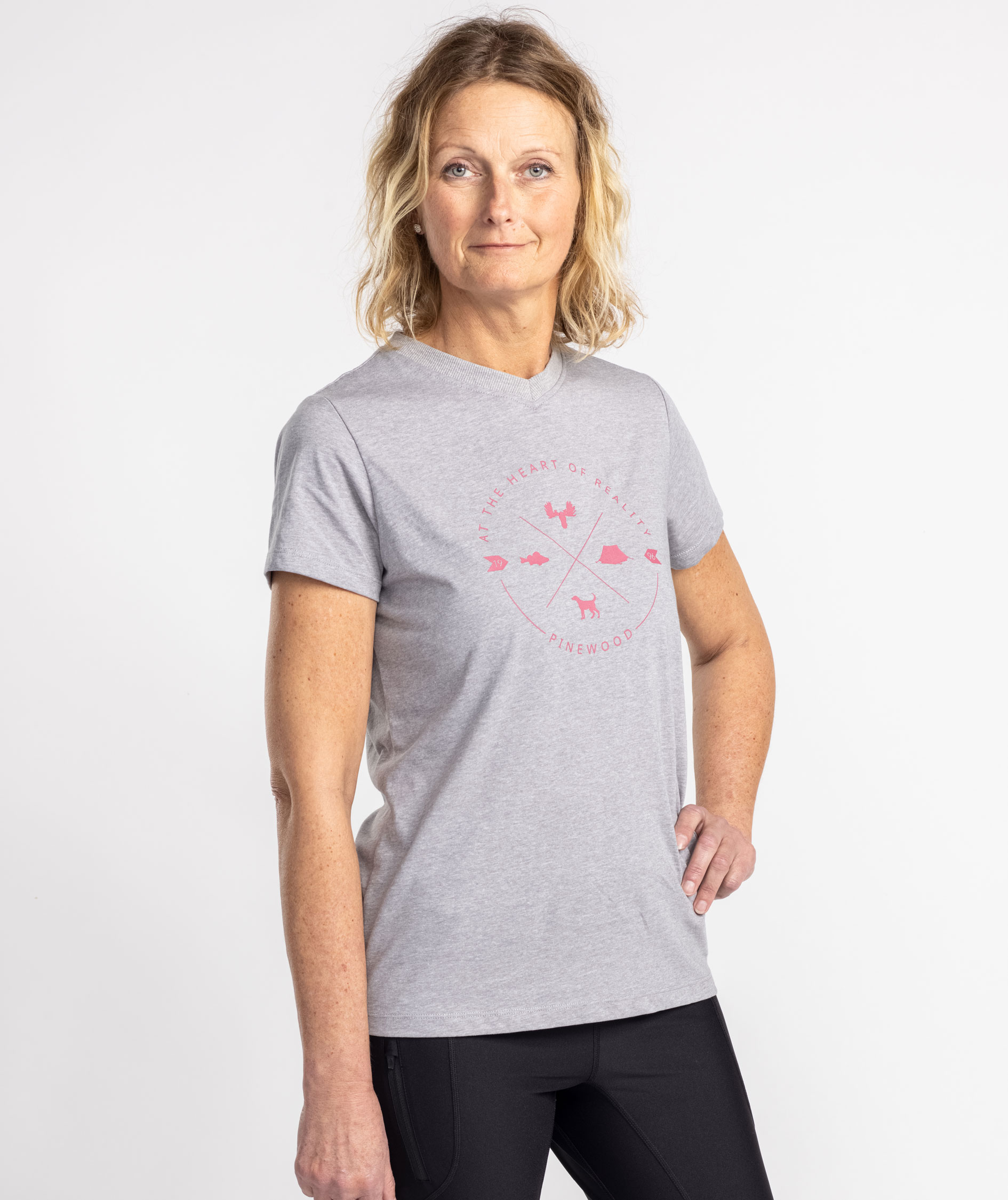 Pinewood Finnveden Trail dame T-shirt, Light Grey Melange