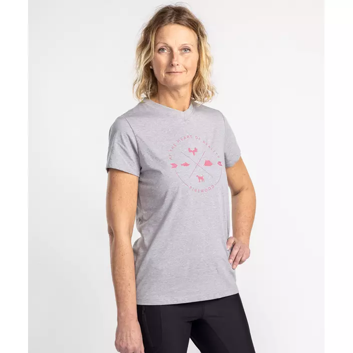 Pinewood Finnveden Trail dame T-shirt, Light Grey Melange, large image number 1