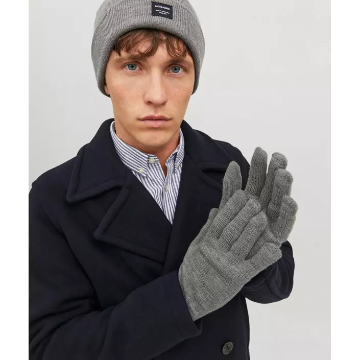 Jack & Jones JACBARRY knitted gloves, Grey melange, Grey melange, large image number 1