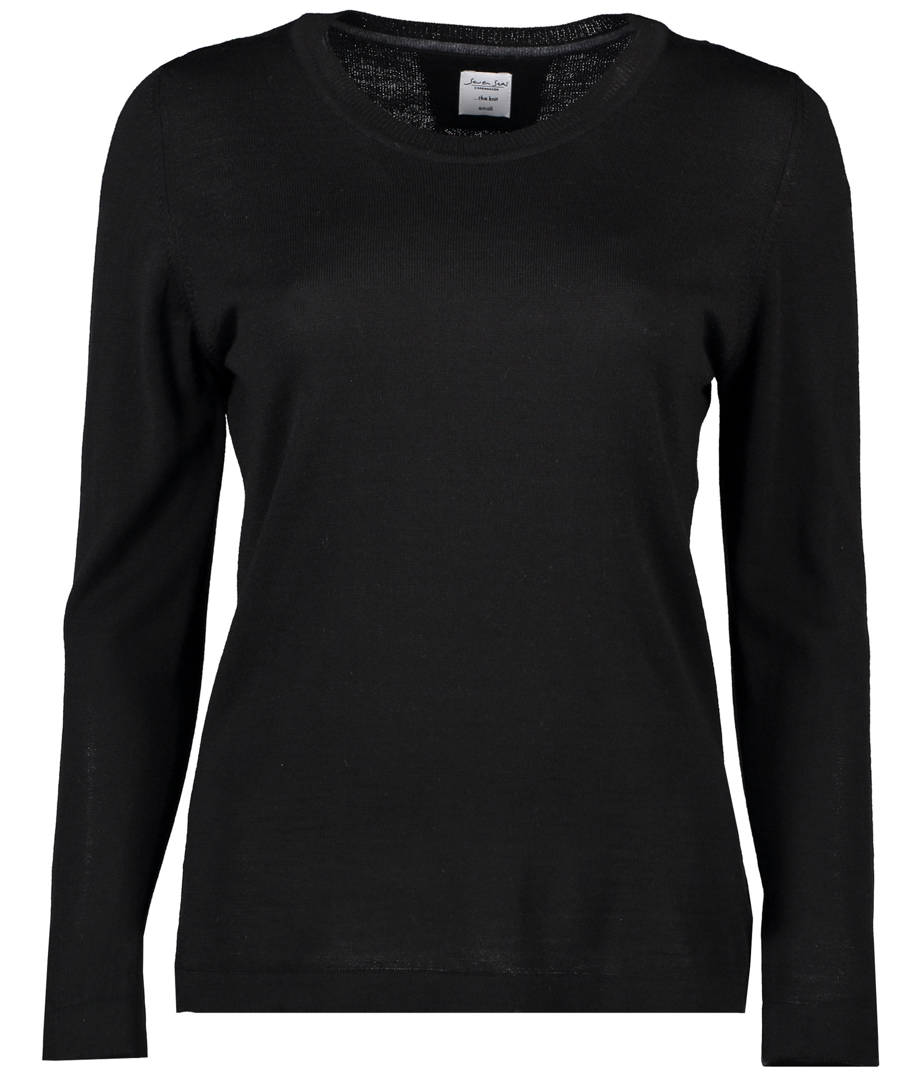 Seven Seas women's knitted pullover with merino wool, Black, Black, swatch