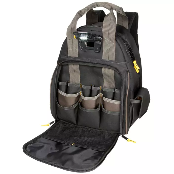 CLC Work Gear L255 tool backpack with LED light, Black/Brown, Black/Brown, large image number 1