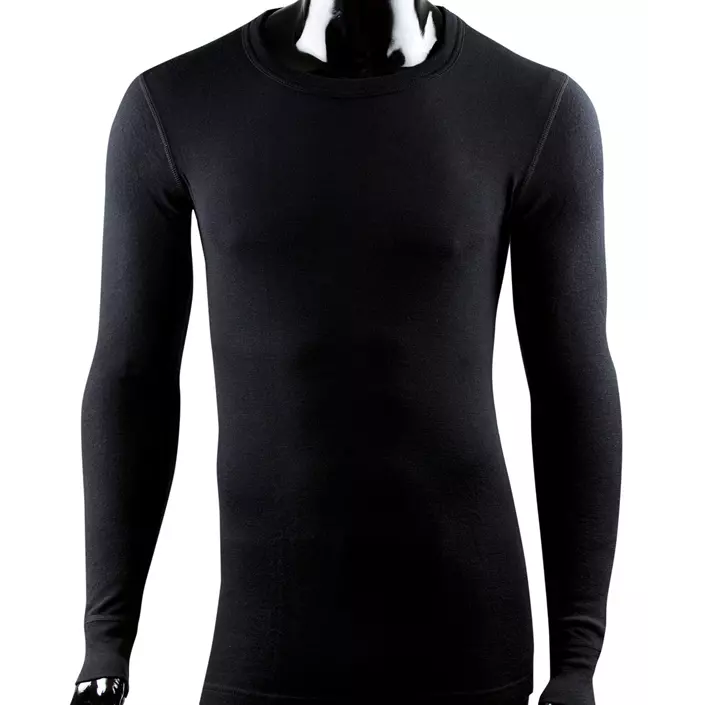 Klazig baselayer sweater with merino wool, Black, large image number 0