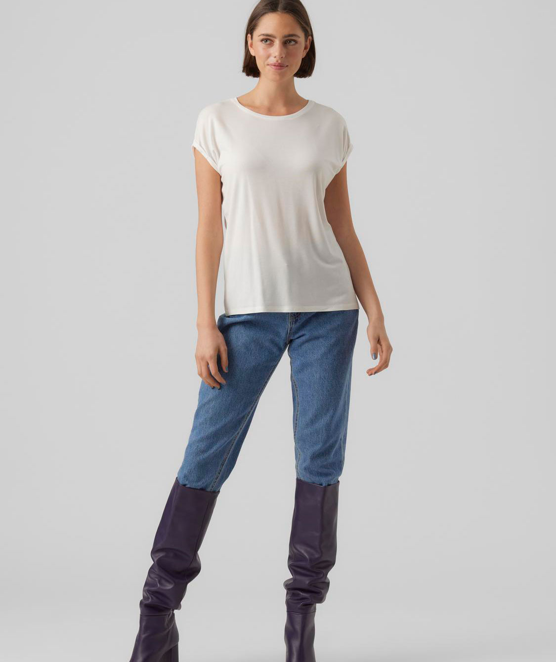 Vero Moda VMAVA PLAIN women's T-shirt, Snow White, large image number 4