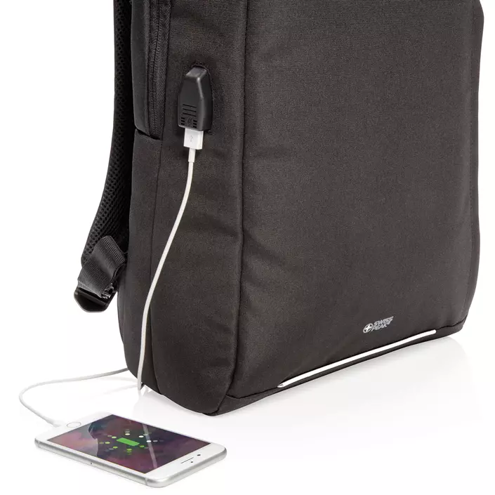 Swiss Peak 15,6" Laptop-Rucksack 12 L, Schwarz, Schwarz, large image number 6