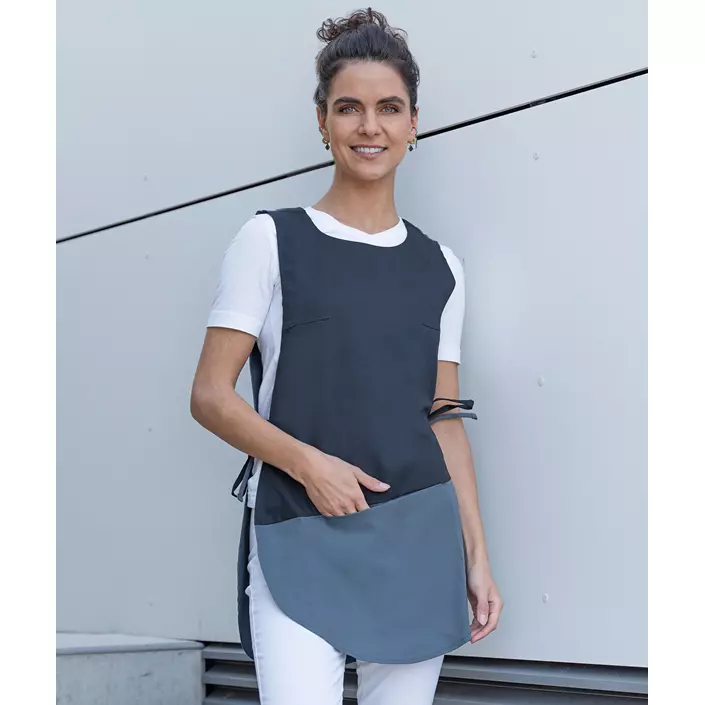 Karlowsky Bea dubbelförkläde med ficka, Grå/Svart, large image number 1