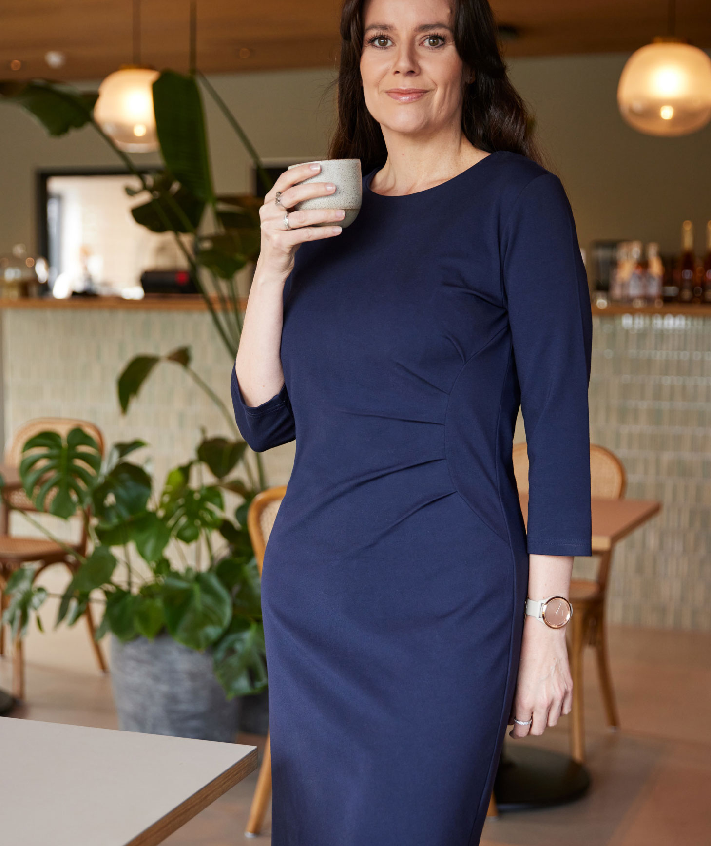 CC55 Rome women's dress 3/4 sleeves, Dark navy, large image number 3