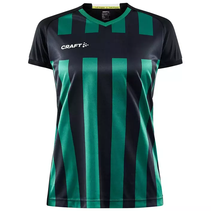 Craft Progress 2.0 Stripe Jersey Damen T-Shirt, Schwarz/Team Green, large image number 0
